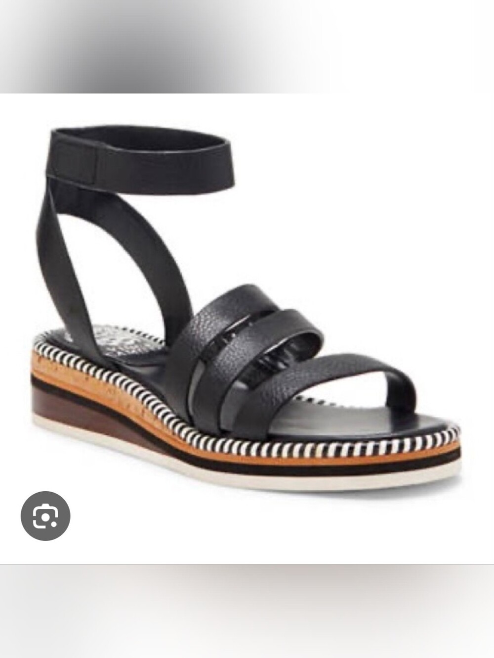 Vince Camuto Black Margreta Strappy Micro-Wedge Sandal